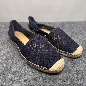 Talbots Izzy Espadrille Navy Honeycomb Crochet Lace Flats Coastal Preppy 9